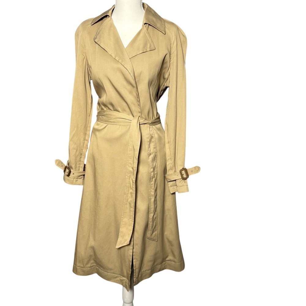 GAP Tan Trench Coat Belted Size XS Minimal Chic Classic Capsule Core